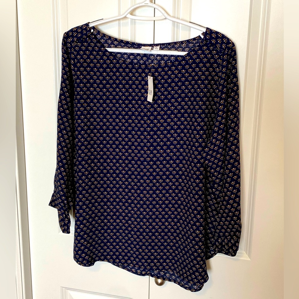 GAP navy print long-sleeve top